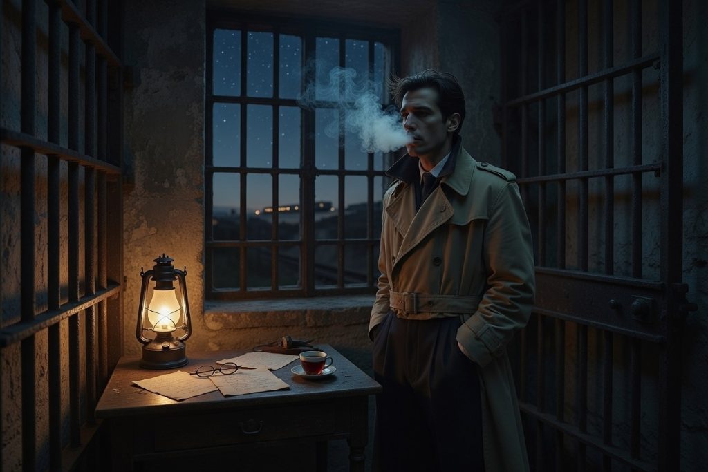 Nâzım Hikmet'in hapishane yıllarını ve demir parmaklıklar ardında Memleketimden İnsan Manzaraları'nı yazış sürecini yansıtan görsel.