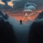 Nietzsche'nin Böyle Buyurdu Zerdüşt kitabındaki ip cambazı metaforu ve Üstinsan kavramını temsil eden illüstrasyon.